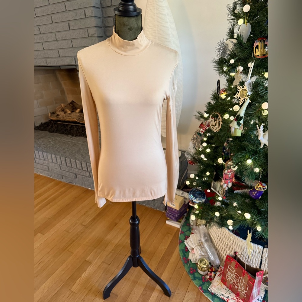 THE ROW Rudd Turtleneck Long Sleeve Women's Top With Sheer Arms Size L - Picture 2 of 8